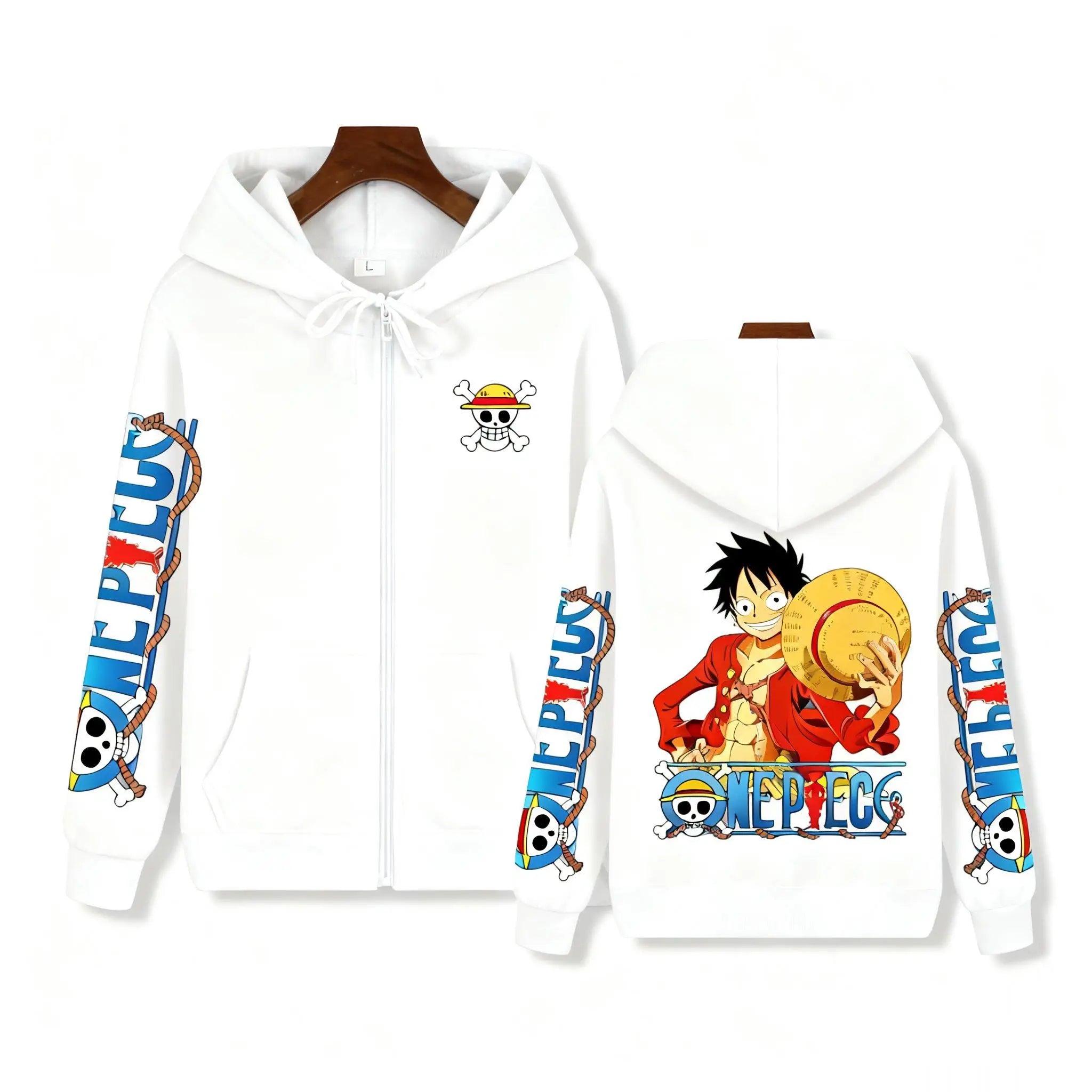 Anime Zip Up Pullover Hoodie Men Women One Piece Luffy Casual Streetwear Y2k Autumn Winter Graphic Print Long Sleeve Jacket Tops