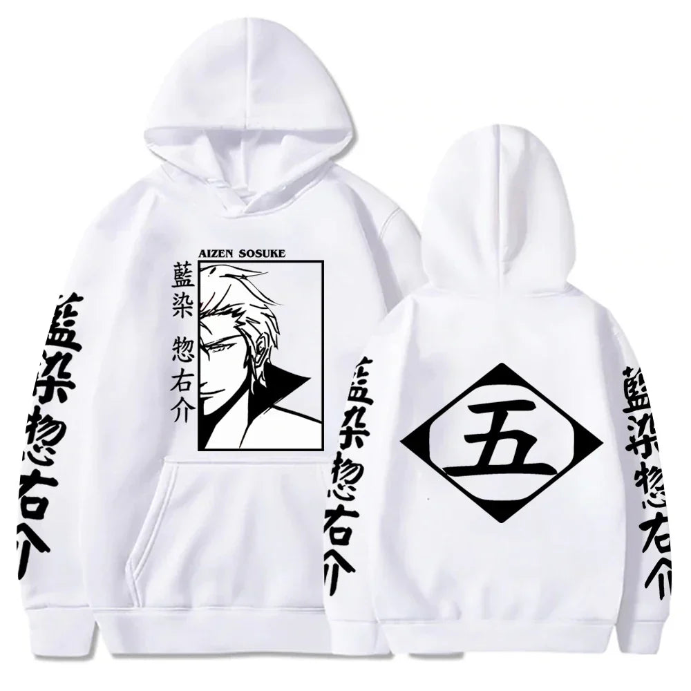 Japan Anime Bleach Aizen Sosuke Cosplay Hoodies Pullovers Tops Man Long Sleeve Clothes