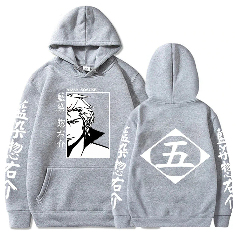Japan Anime Bleach Aizen Sosuke Cosplay Hoodies Pullovers Tops Man Long Sleeve Clothes