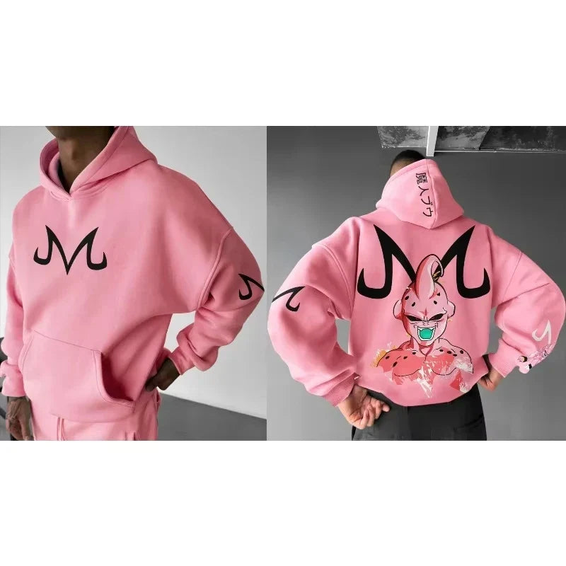 Dragon Ball Men's Hoodie Sweater Majin Buu Japanese Anime Spring Autumn Boys Children's Long-sleeved Parent-child Outfit