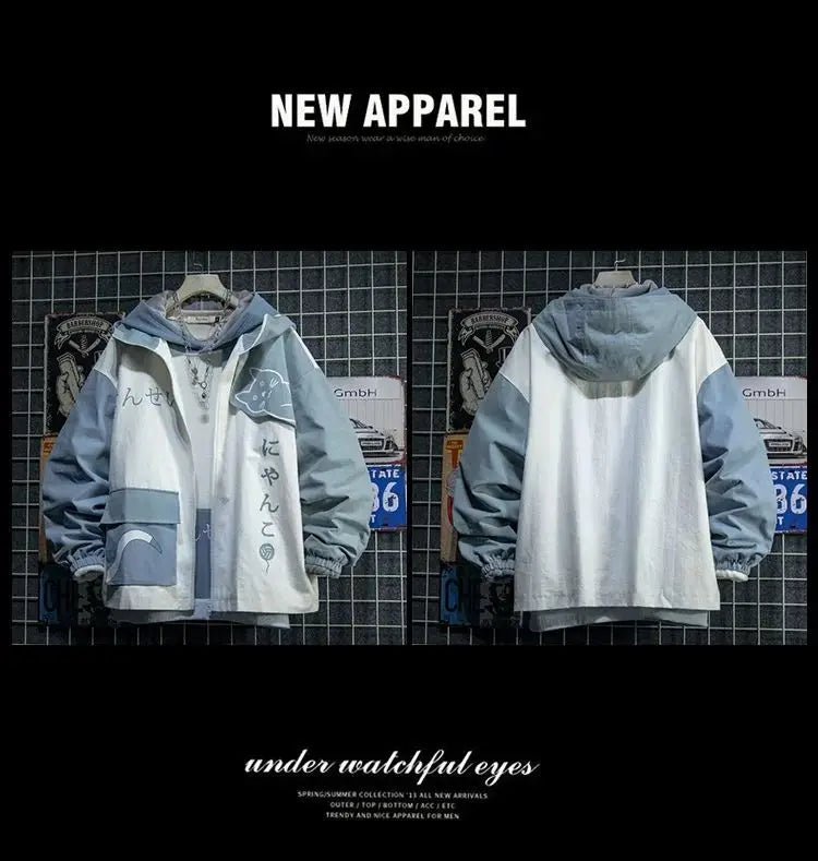 New 2025 Spring Woman Hooded Cute Shark Print Japanese Style Patchwork Teen Hoodies Jacket Fashion Harajuku Women Sweatshirt