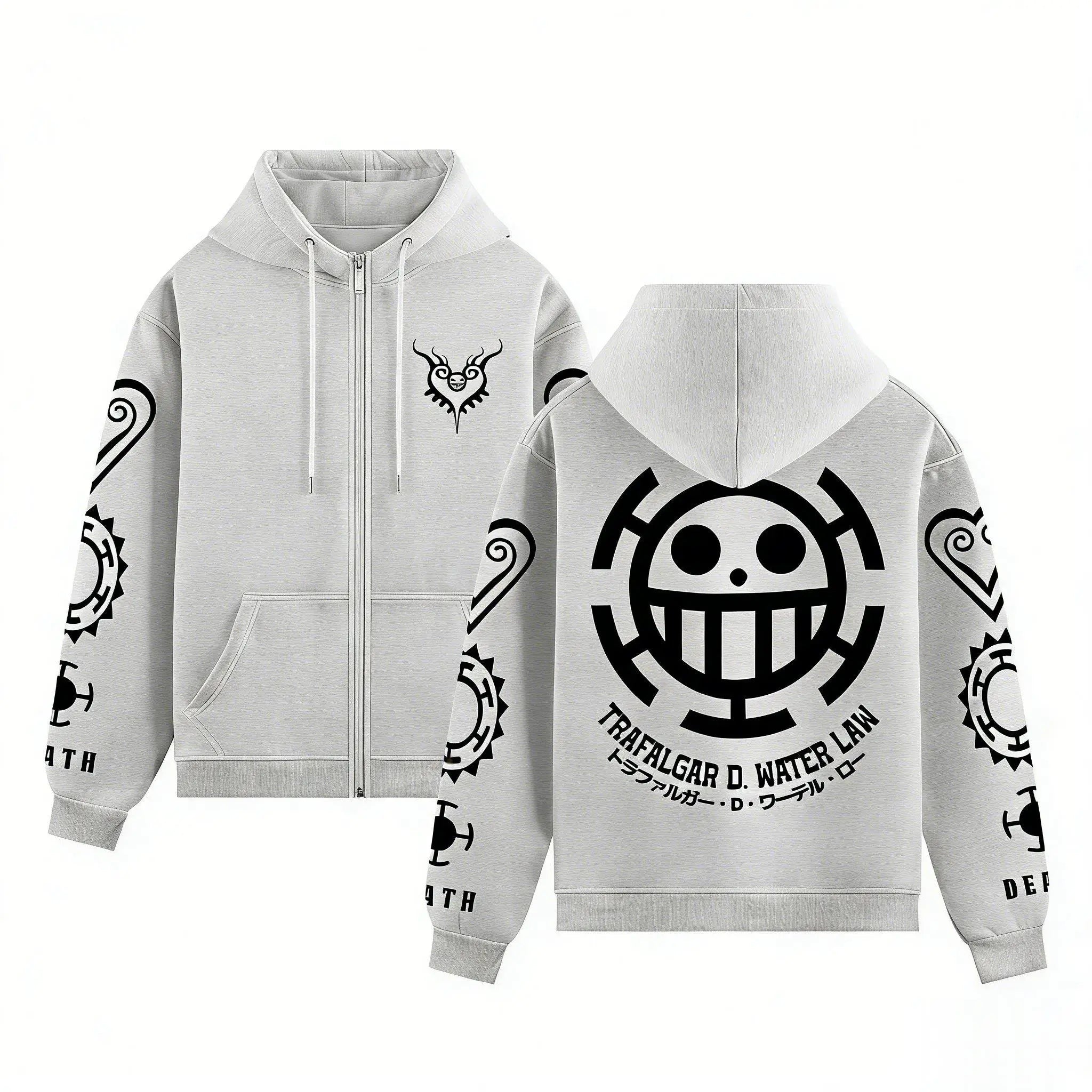 One Piece Trafalgar Law Anime Hoodie Men Women 2026 Spring Autumn Zip Up Streetwear Cosplay Casual Pullover Graphic Print Jacket