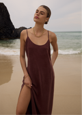 AFENDS Womens Valley - Cupro Midi Dress - Hazelnut