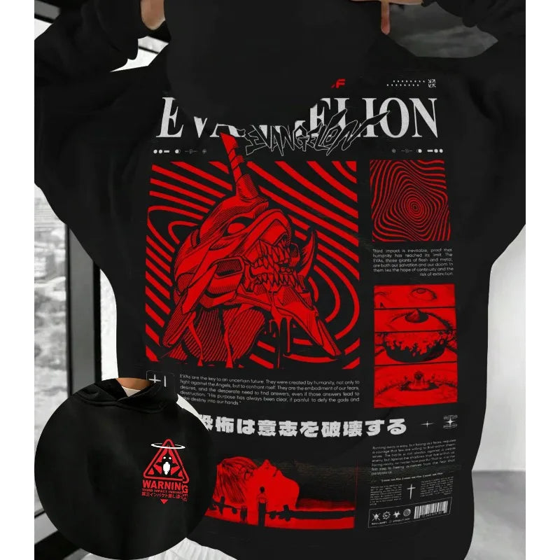 Anime Eva Printing Hoodies Women Sweatshirts Gothic Y2k Tops Vintage Grunge Clothes Oversized Hoodie Harajuku Goth Streetwear