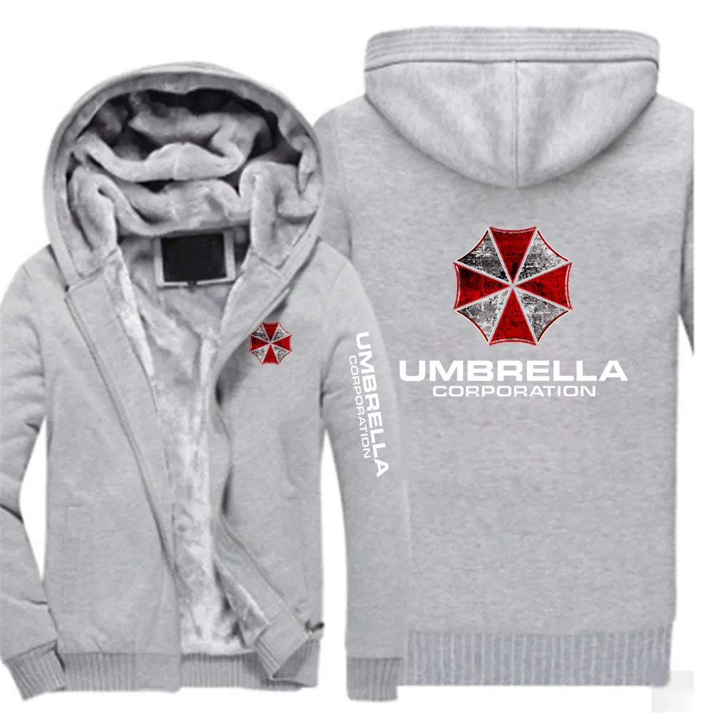 Hoodies Autumn And Winter Man's Popular Jacket Umbrella Corporation Graphic Logo Print Fleece Warm Coat