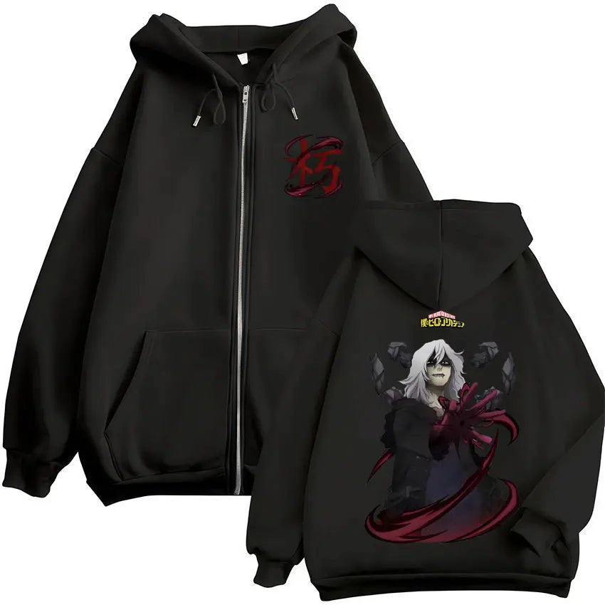 Japan Anime My Hero Academia Zip Up Hoodies Harajuku Fashion Manga Vintage Sweatshirt Men Women Fleece Oversized Tracksuit Coats