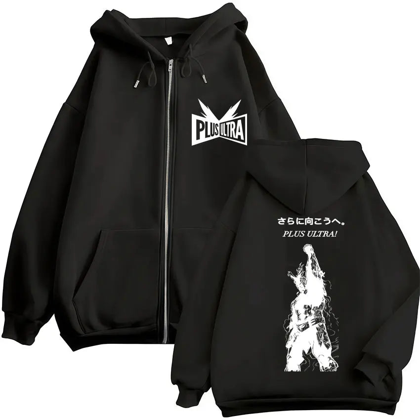 Japan Anime My Hero Academia Zip Up Hoodies Harajuku Fashion Manga Vintage Sweatshirt Men Women Fleece Oversized Tracksuit Coats