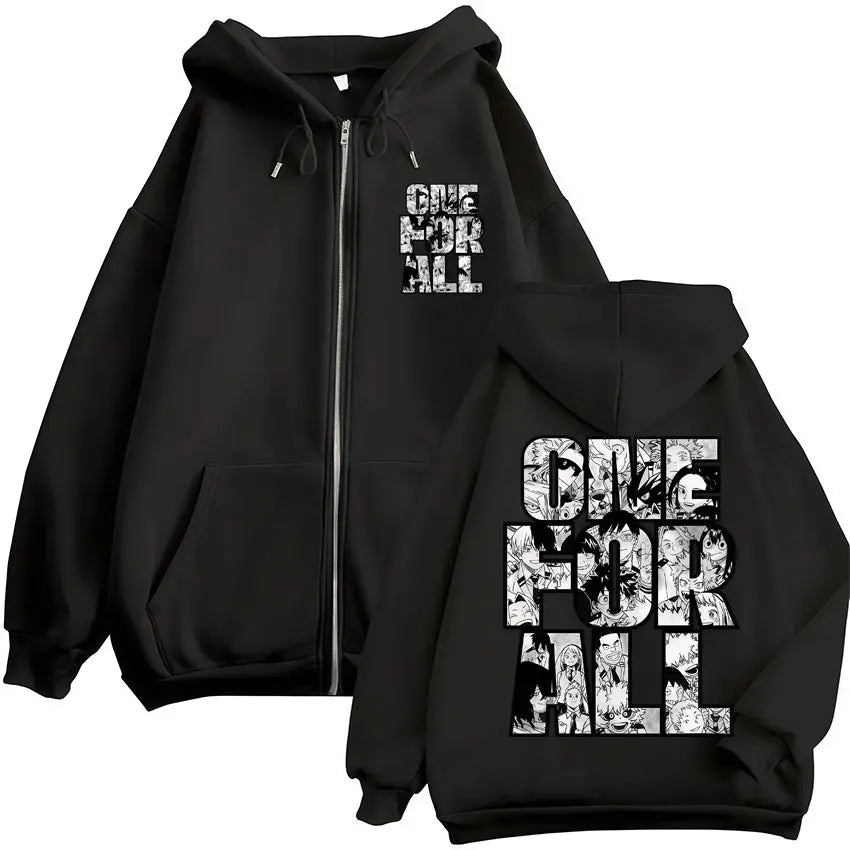Japan Anime My Hero Academia Zip Up Hoodies Harajuku Fashion Manga Vintage Sweatshirt Men Women Fleece Oversized Tracksuit Coats