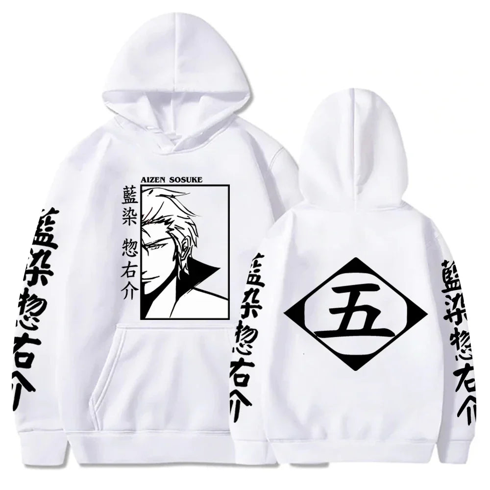 Japan Anime Bleach Aizen Sosuke Cosplay Hoodies Pullovers Tops Man Long Sleeve Clothes