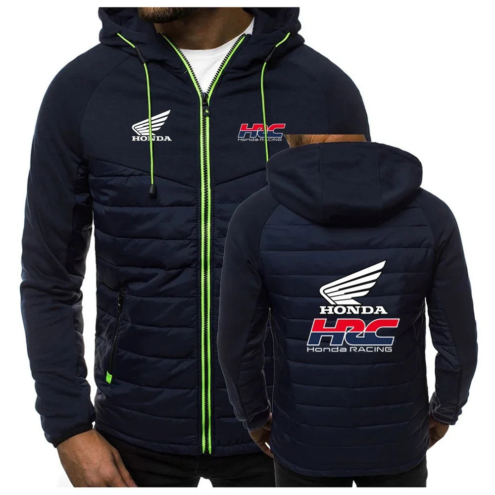 Comfortable Jacket Slim Coat Men's New Seven-color Cotton-padded racing Print Patchwork Hoodies
