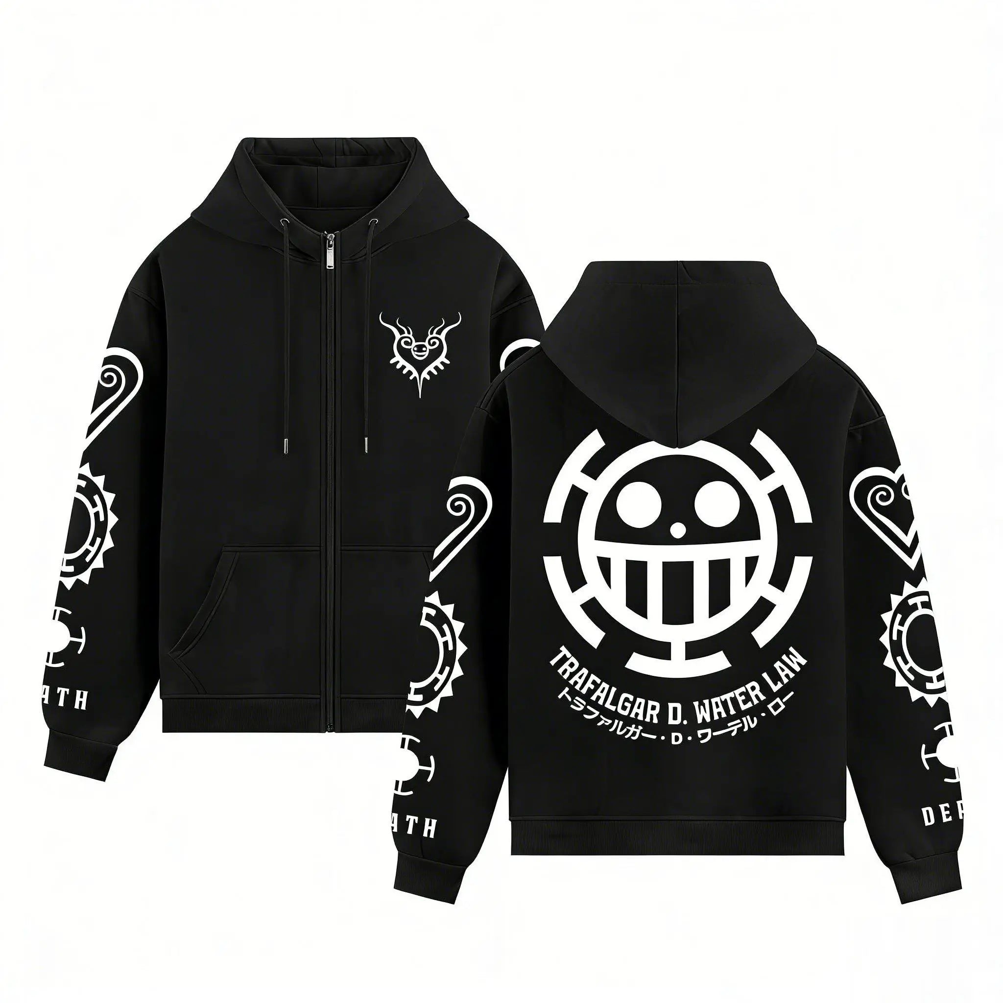 One Piece Trafalgar Law Anime Hoodie Men Women 2026 Spring Autumn Zip Up Streetwear Cosplay Casual Pullover Graphic Print Jacket