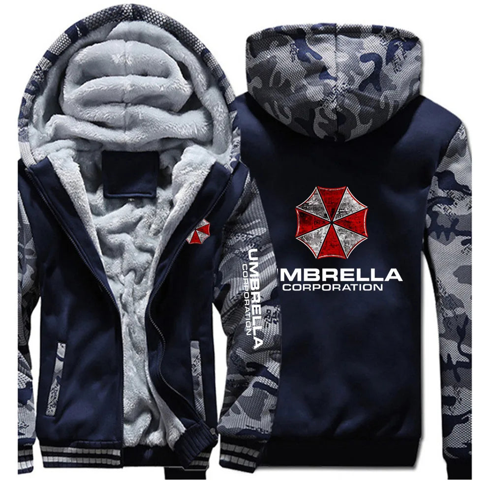 Hoodies Autumn And Winter Man's Popular Jacket Umbrella Corporation Graphic Logo Print Fleece Warm Coat