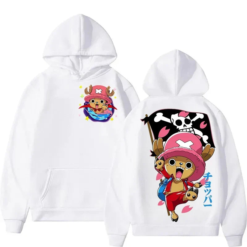 Latest Harajuku Style One Piece Cute Chopper Pattern Autumn Winter Pure Cotton Hoodie Couple Party Oversized Long Sleeved Top