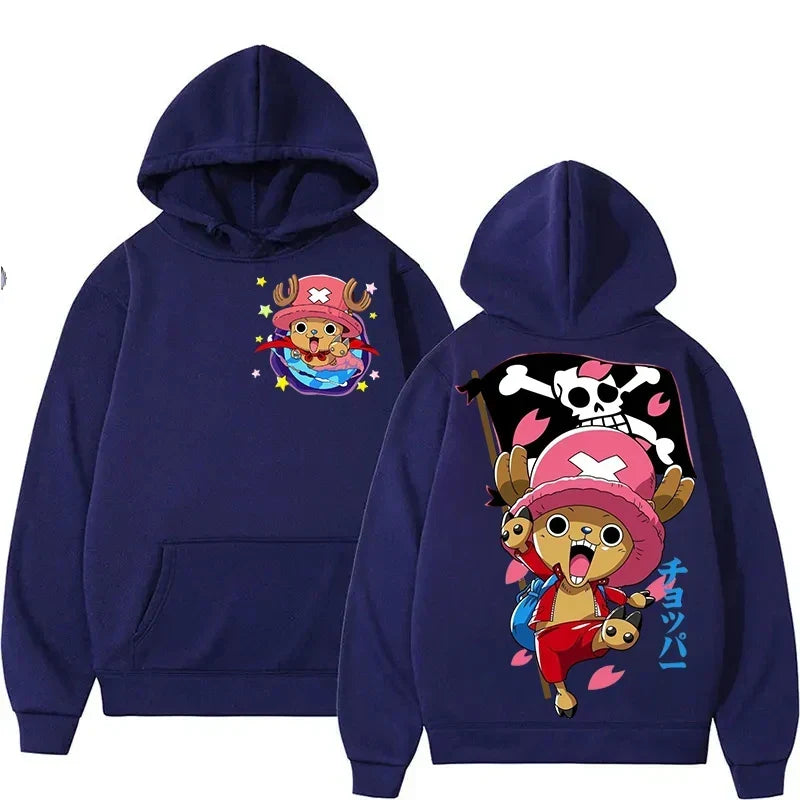 Latest Harajuku Style One Piece Cute Chopper Pattern Autumn Winter Pure Cotton Hoodie Couple Party Oversized Long Sleeved Top