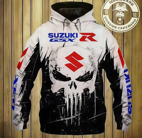 3DPrinted Autumn/Winter vintage Men's motorcycle hoodie Outdoor Street Casual Sport high-quality pullover Warm