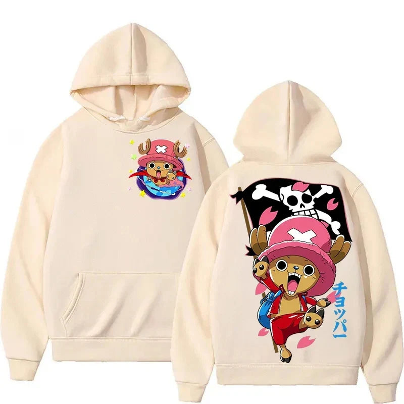 Latest Harajuku Style One Piece Cute Chopper Pattern Autumn Winter Pure Cotton Hoodie Couple Party Oversized Long Sleeved Top