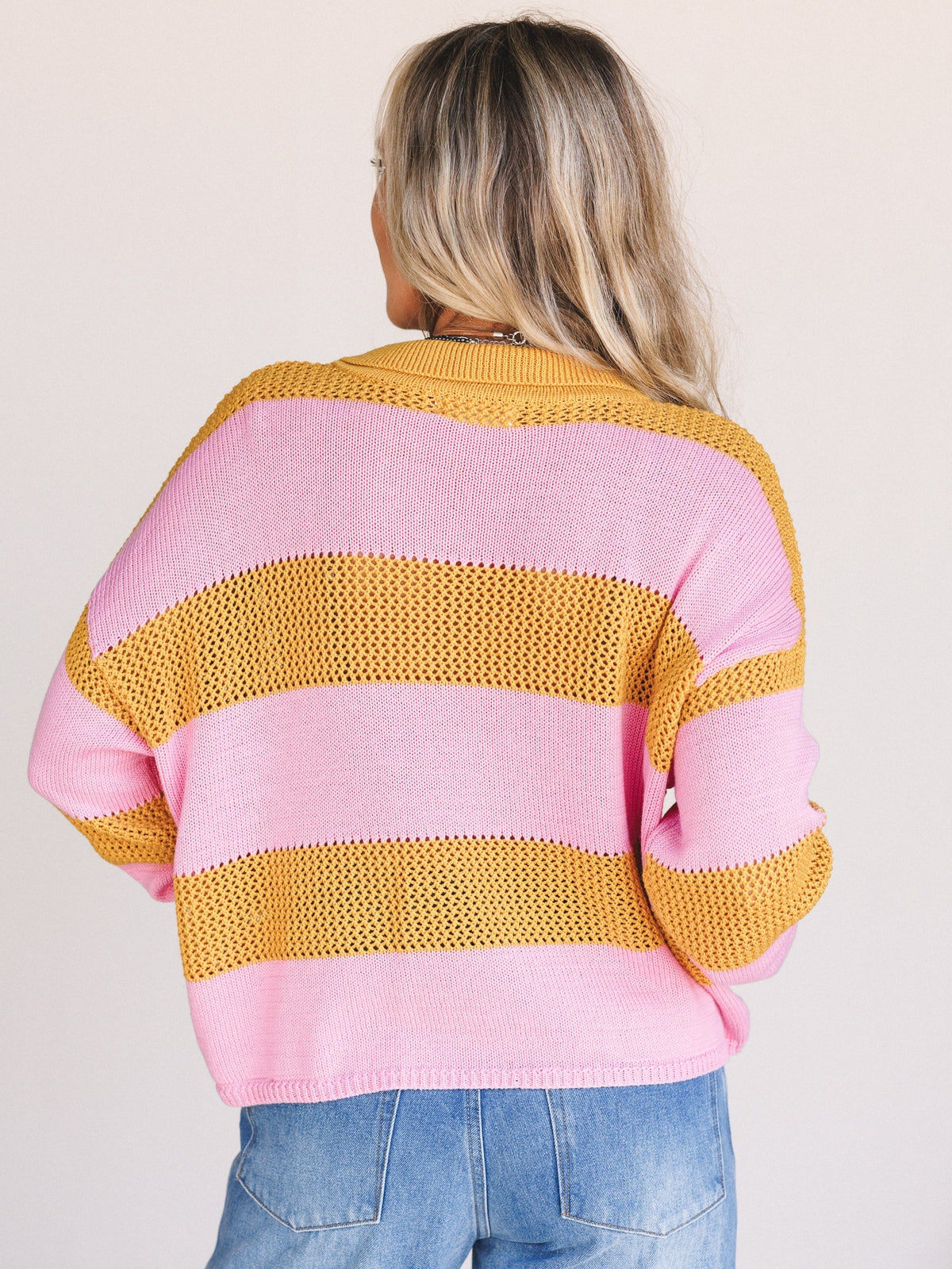 Varsity Charm Striped Top - Mustard