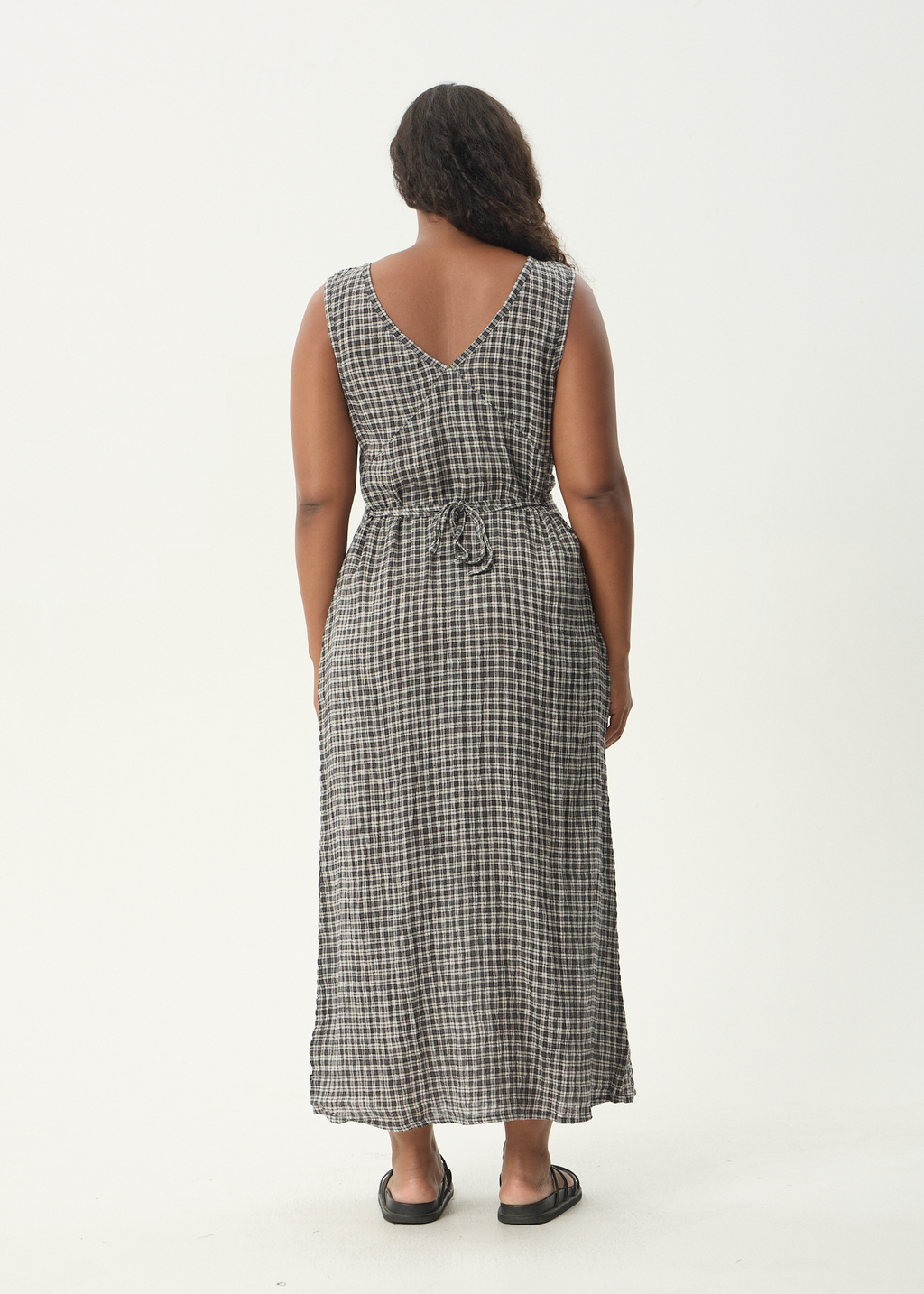 AFENDS Womens Tully - Seersucker Maxi Dress - Asta Steel Check