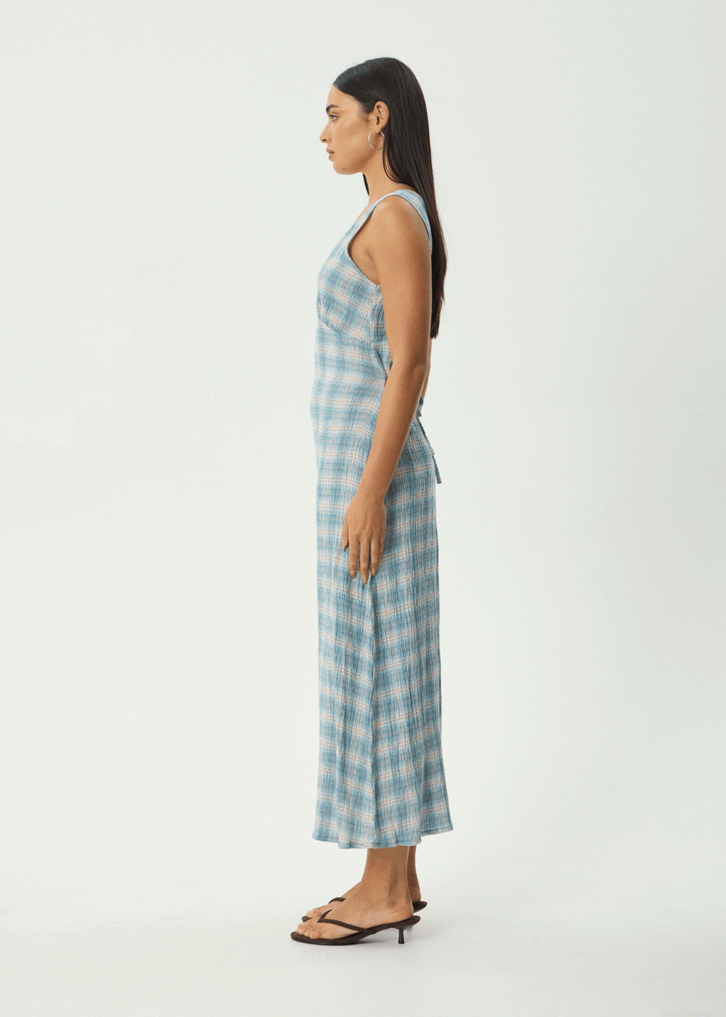 AFENDS Womens Tully - Seersucker Maxi Dress - Position Lake Check