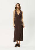 AFENDS Womens Tully - Seersucker Maxi Dress - Coffee