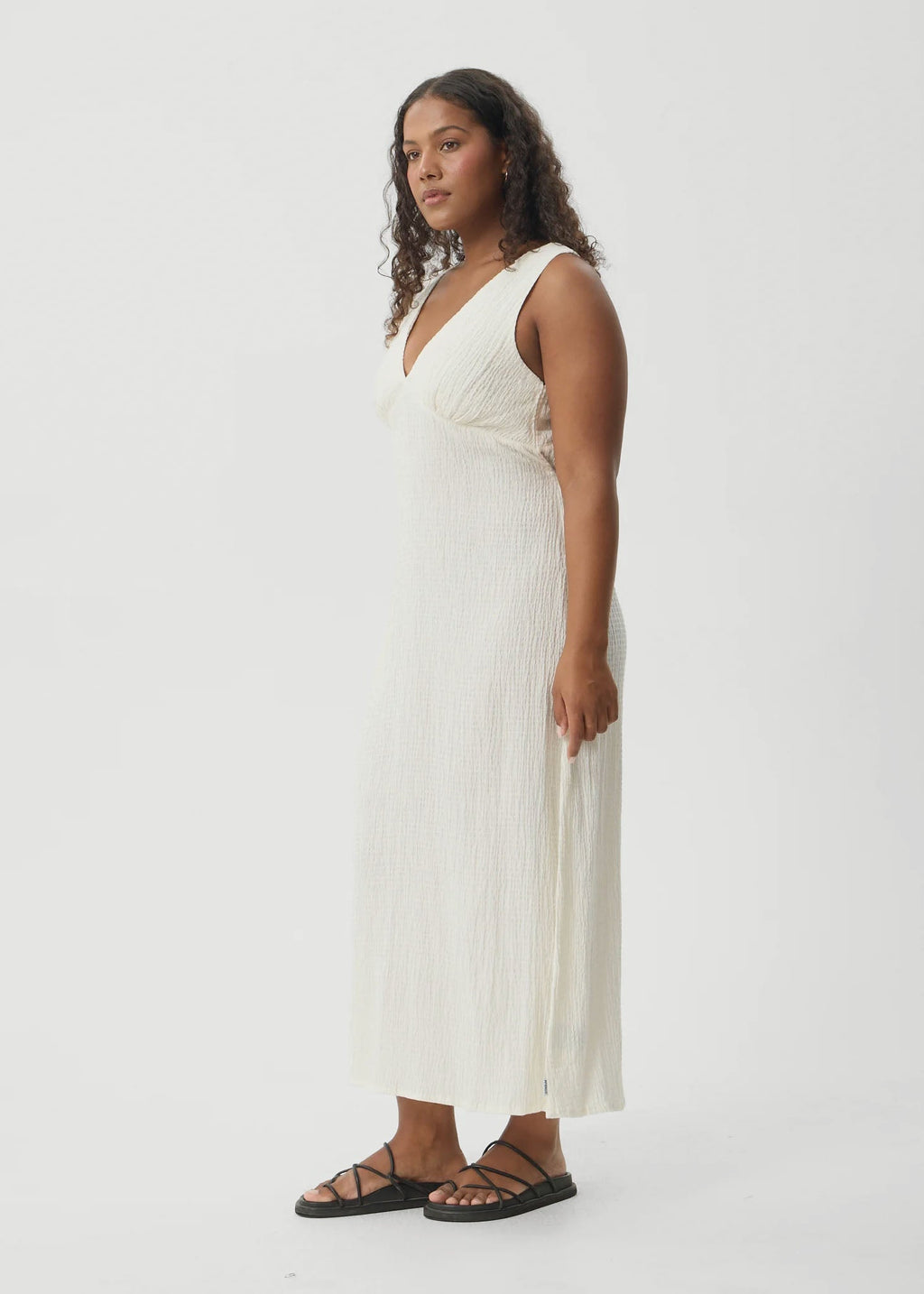 AFENDS Womens Tully - Seersucker Maxi Dress - Off White
