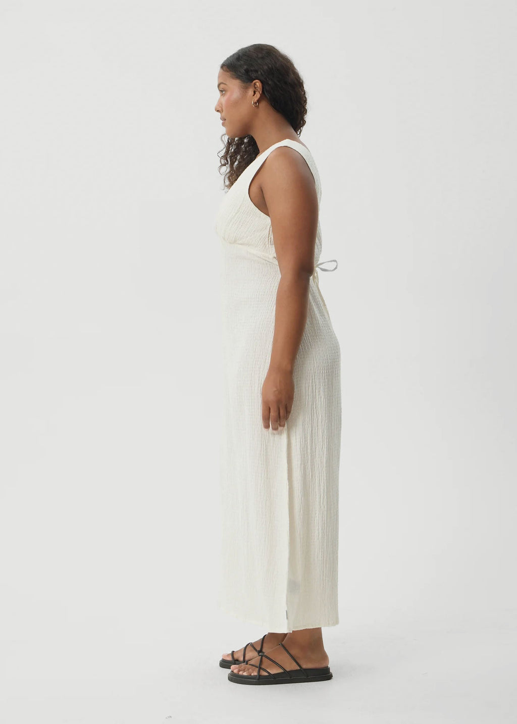 AFENDS Womens Tully - Seersucker Maxi Dress - Off White