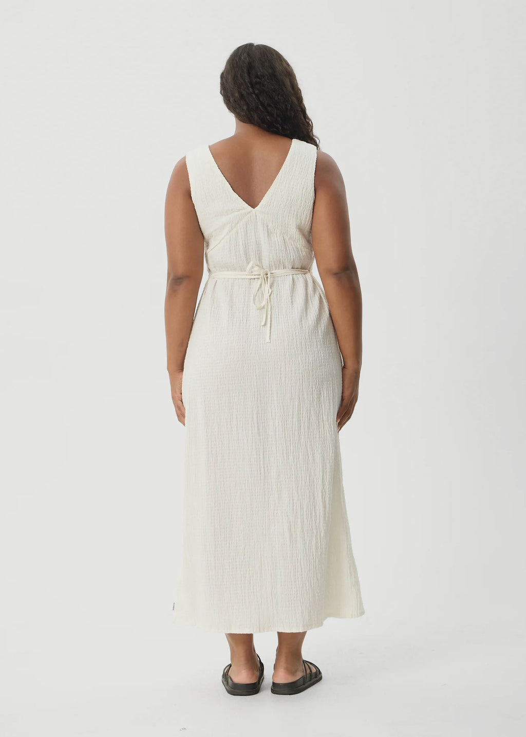 AFENDS Womens Tully - Seersucker Maxi Dress - Off White
