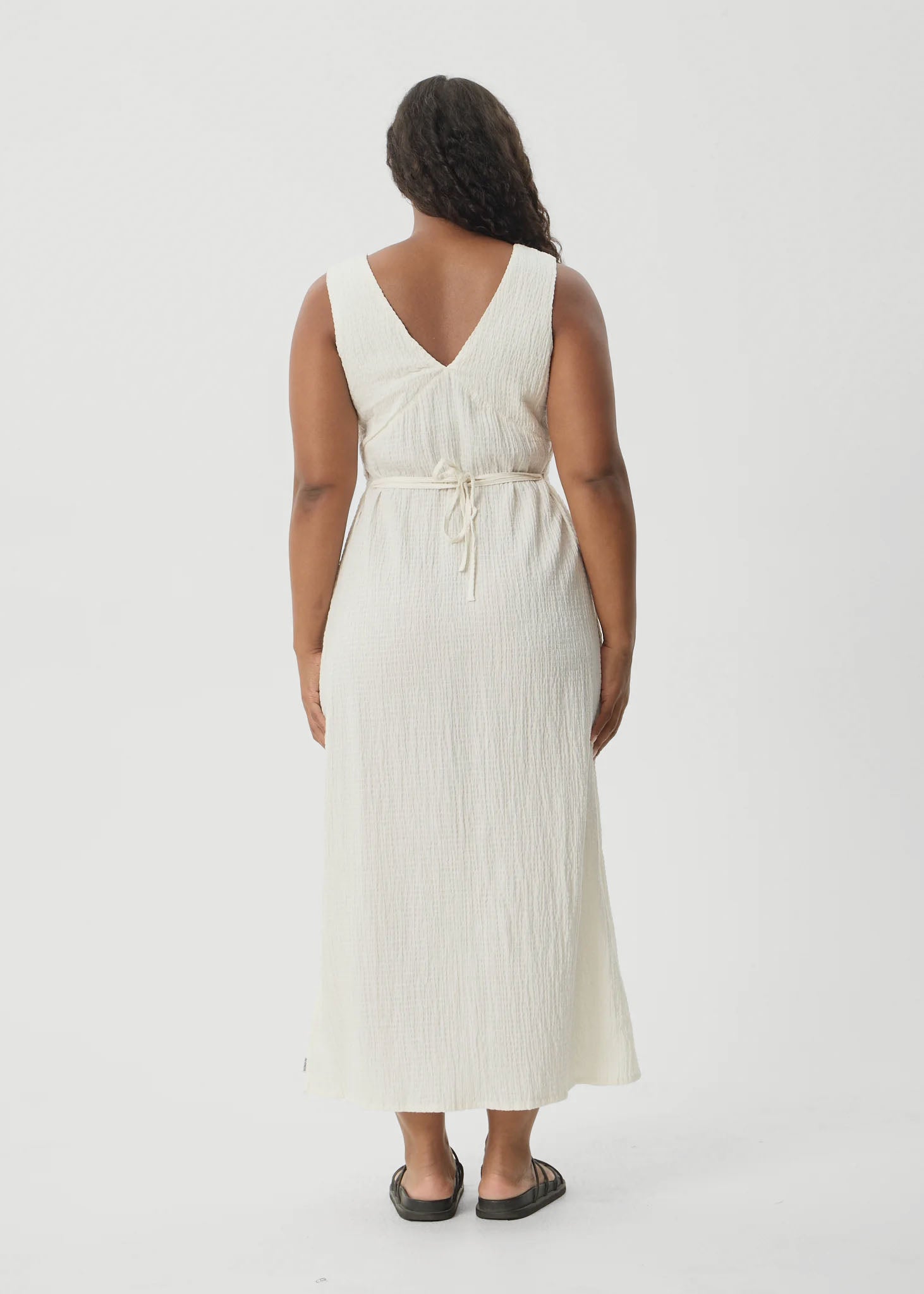 AFENDS Womens Tully - Seersucker Maxi Dress - Off White
