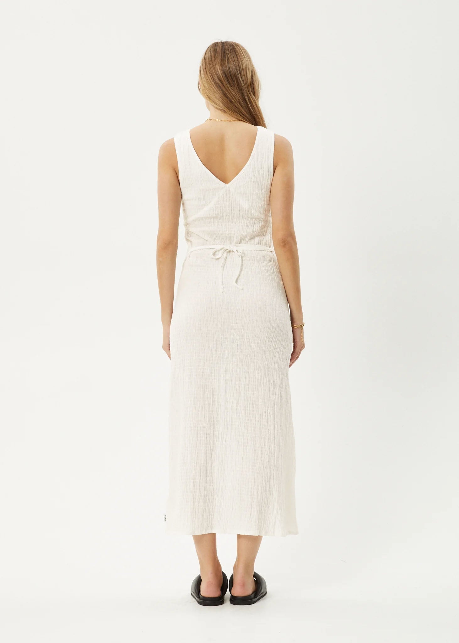 AFENDS Womens Tully - Seersucker Maxi Dress - Off White