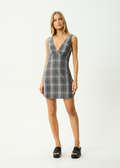 AFENDS Womens Eboni - Check Mini Dress - Gunmetal