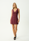 AFENDS Womens Eboni - Check Mini Dress - Port