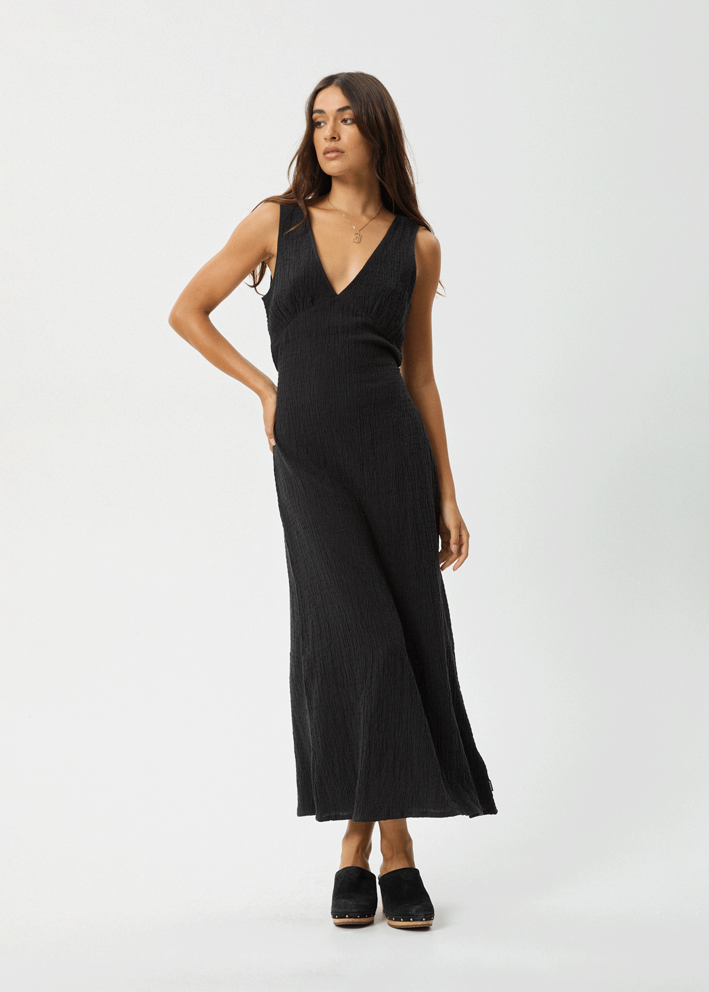 AFENDS Womens Tully - Seersucker Maxi Dress - Black