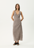AFENDS Womens Tully - Seersucker Maxi Dress - Base Coffee Check