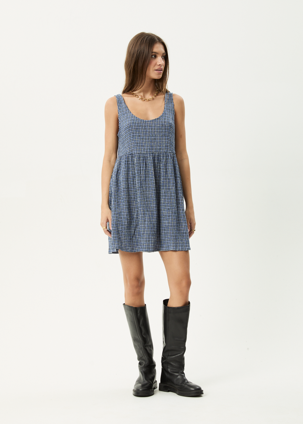 AFENDS Womens Jesse - Seersucker Mini Dress - Marlin