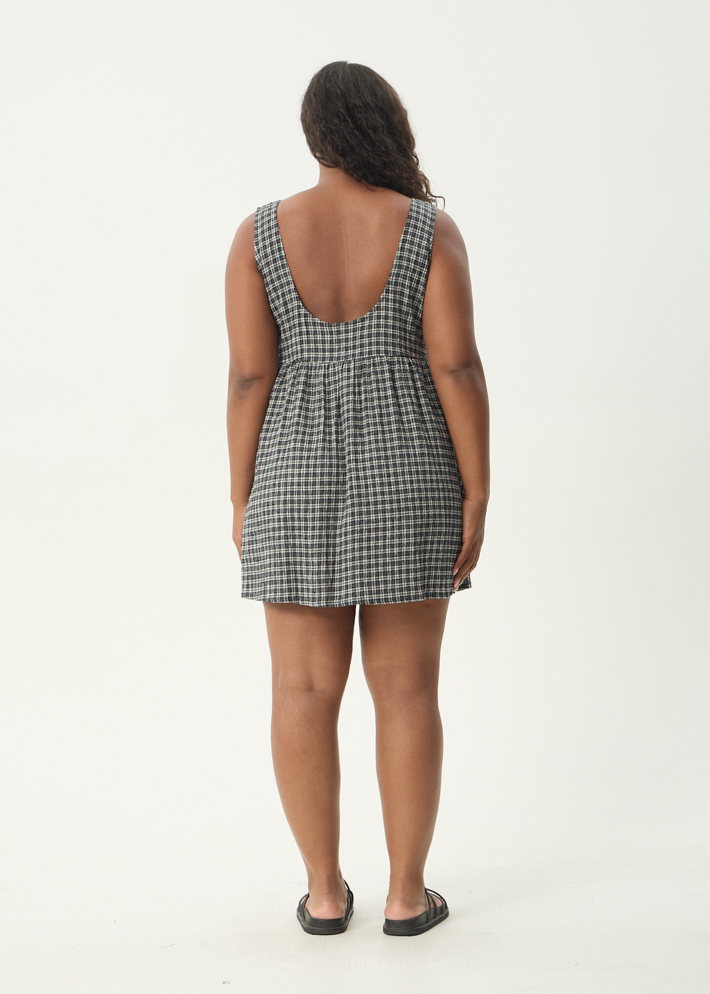 AFENDS Womens Jesse - Seersucker Mini Dress - Steel Check