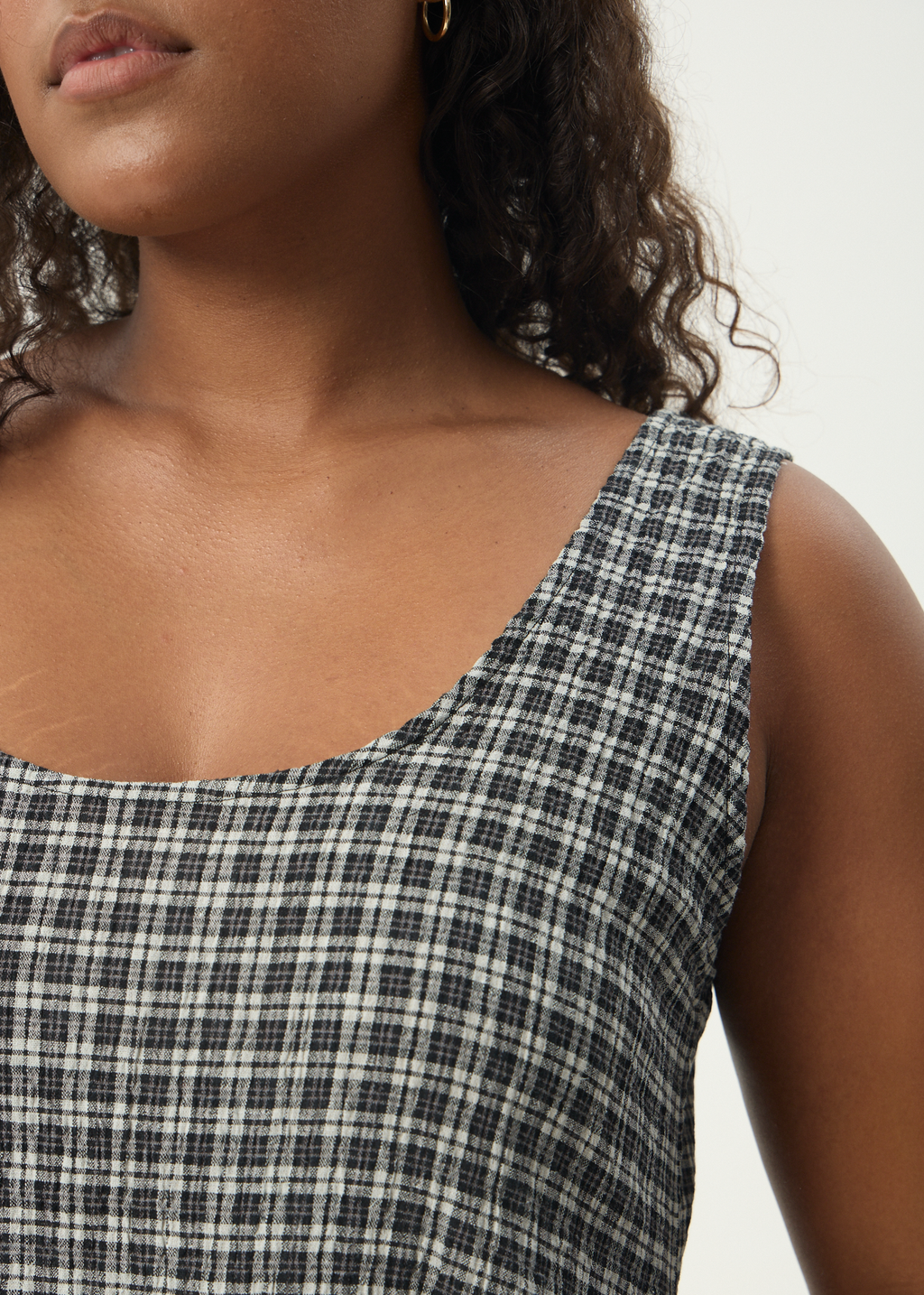 AFENDS Womens Jesse - Seersucker Mini Dress - Steel Check