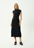AFENDS Womens Elodie - Seersucker Midi Dress - Black