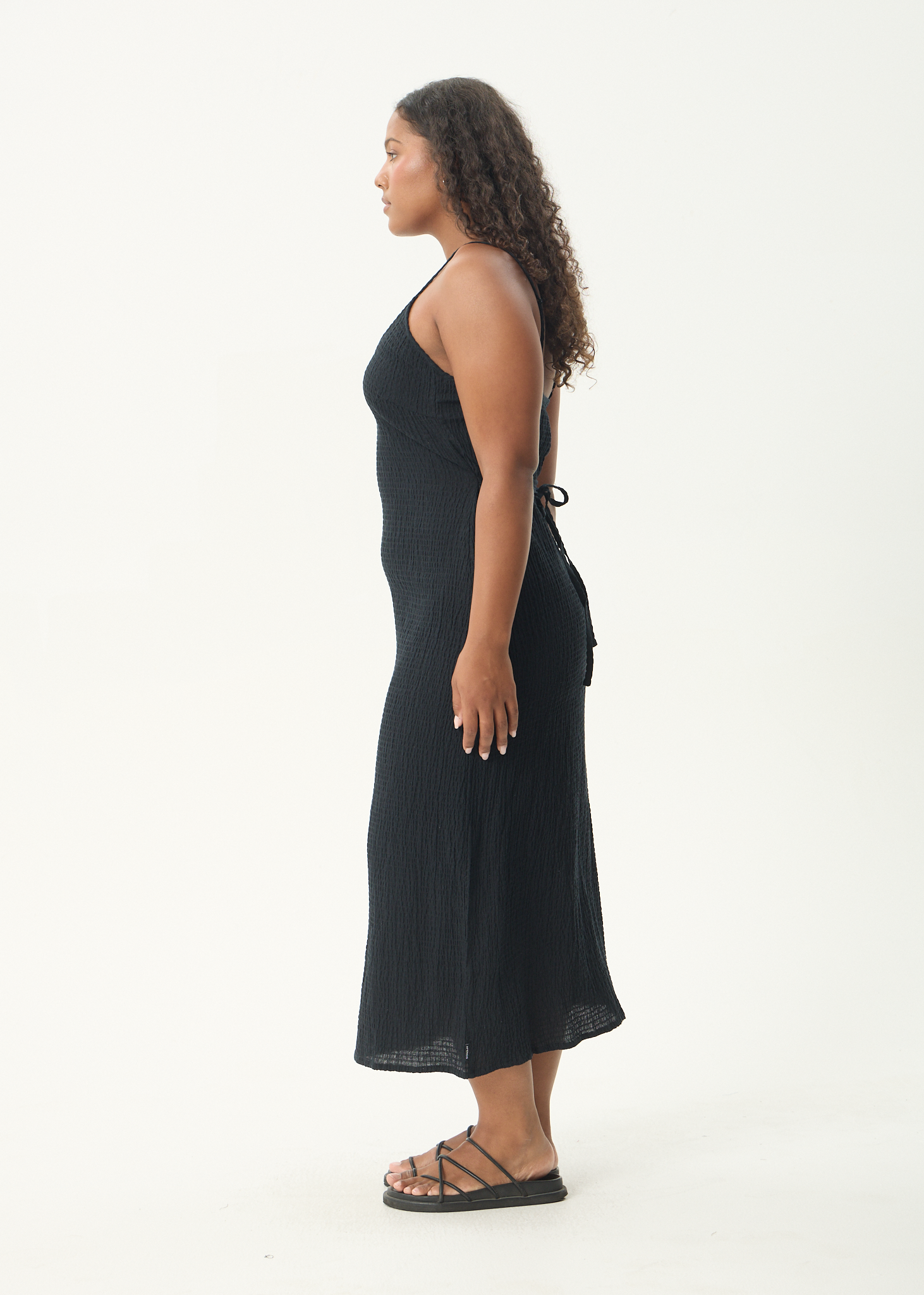 AFENDS Womens Rumi - Seersucker Midi Dress - Black