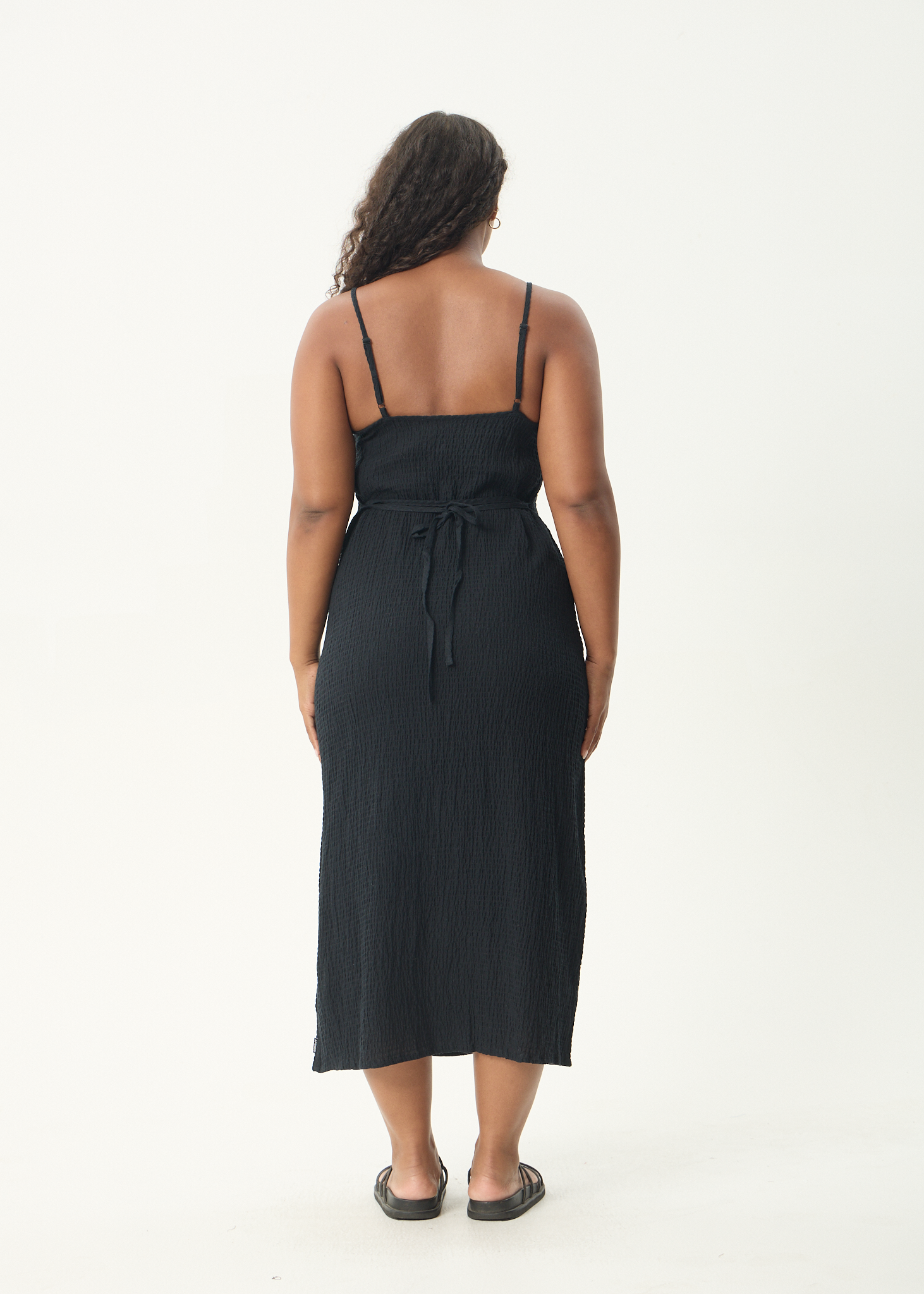 AFENDS Womens Rumi - Seersucker Midi Dress - Black