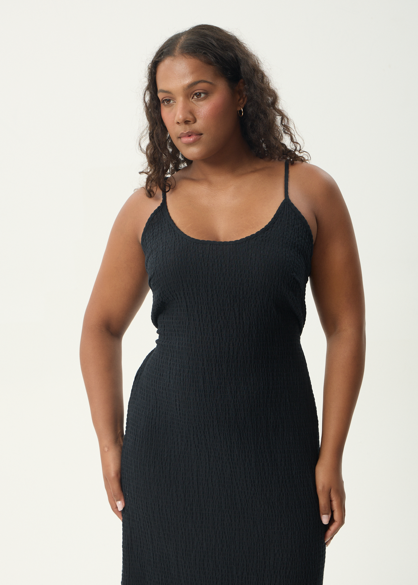 AFENDS Womens Rumi - Seersucker Midi Dress - Black