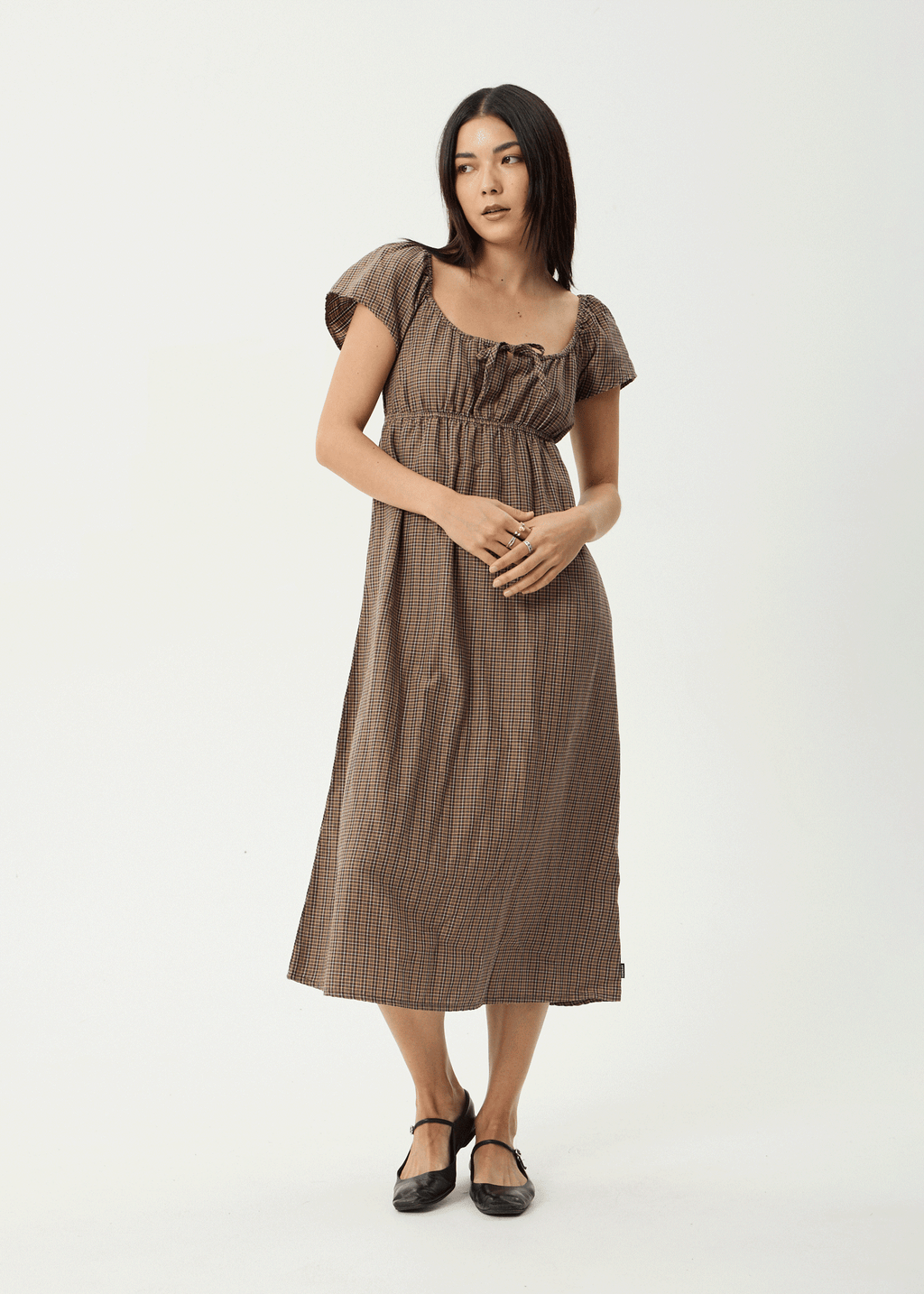 AFENDS Womens Hometown - Midi Dress - Coffee