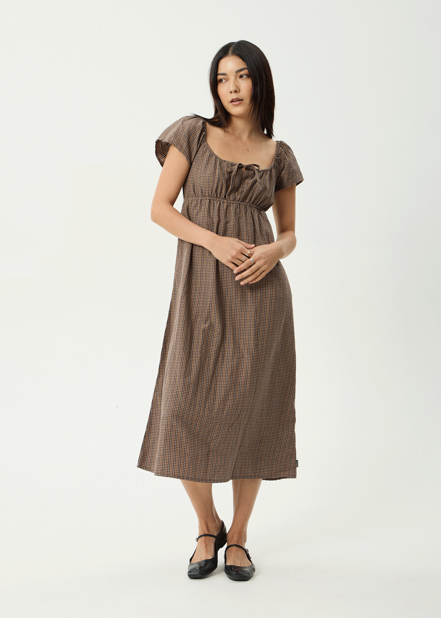 AFENDS Womens Hometown - Midi Dress - Coffee