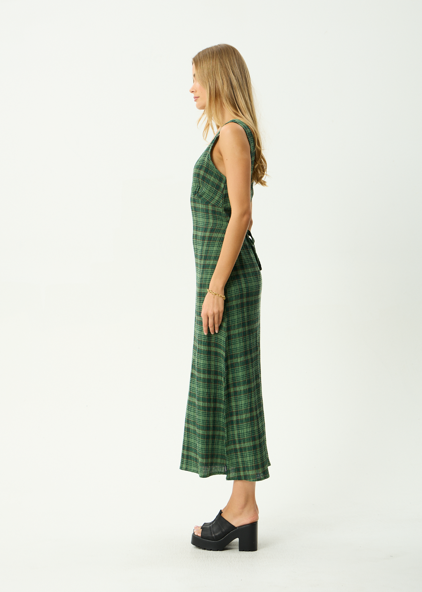 AFENDS Womens Tully - Seersucker Maxi Dress - Lonnie Hunter Green