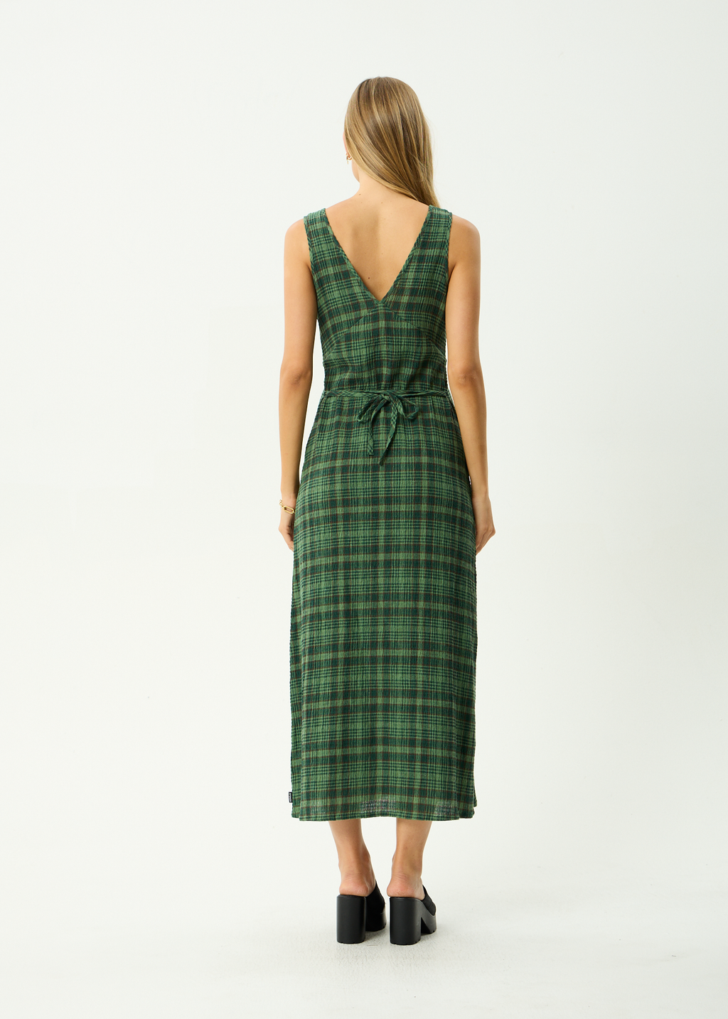 AFENDS Womens Tully - Seersucker Maxi Dress - Lonnie Hunter Green