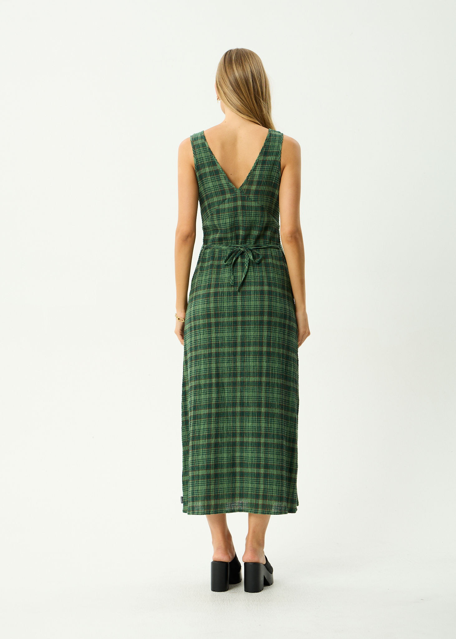 AFENDS Womens Tully - Seersucker Maxi Dress - Lonnie Hunter Green
