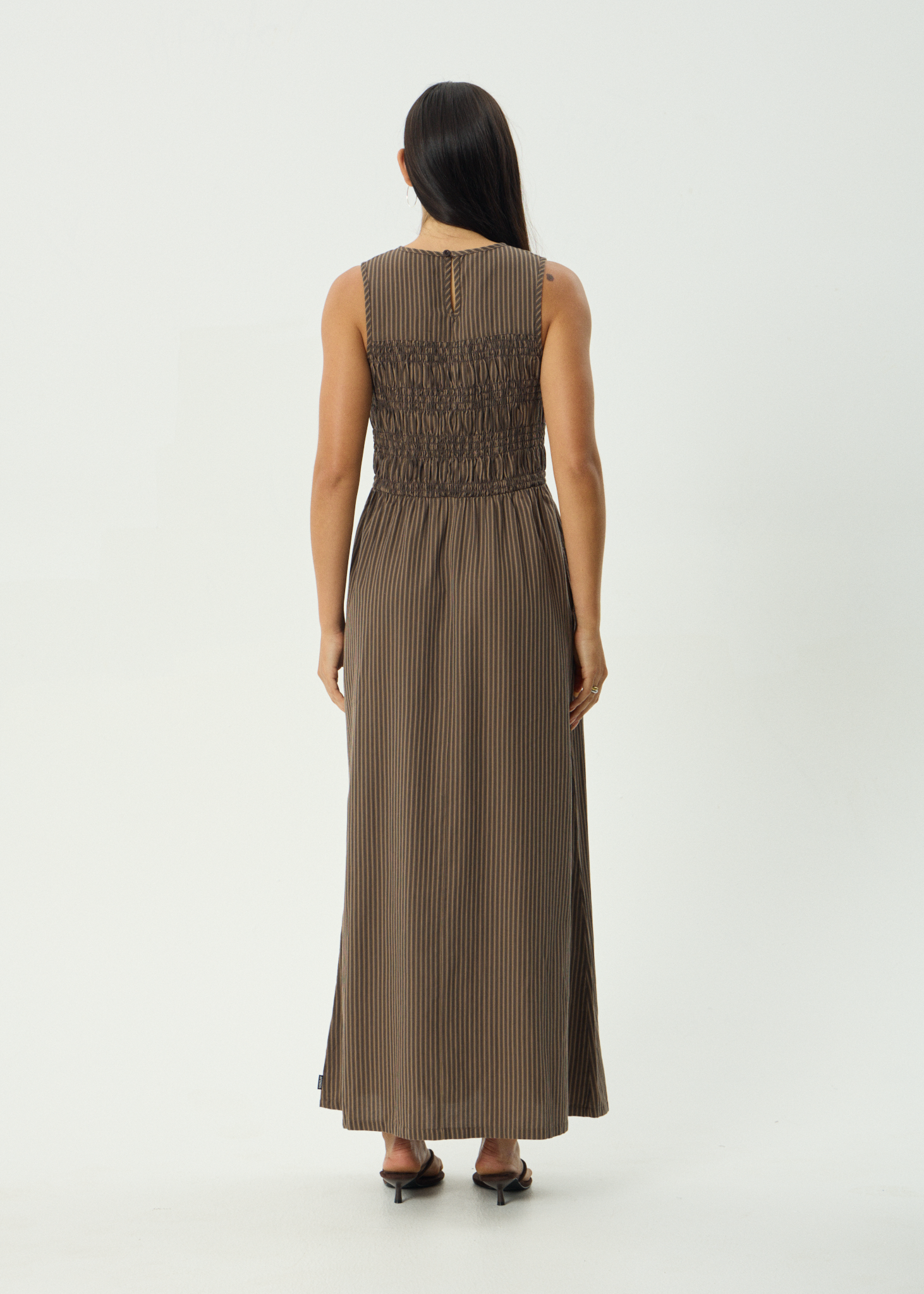 AFENDS Womens Cyrus - Maxi Dress - Coffee Stripe