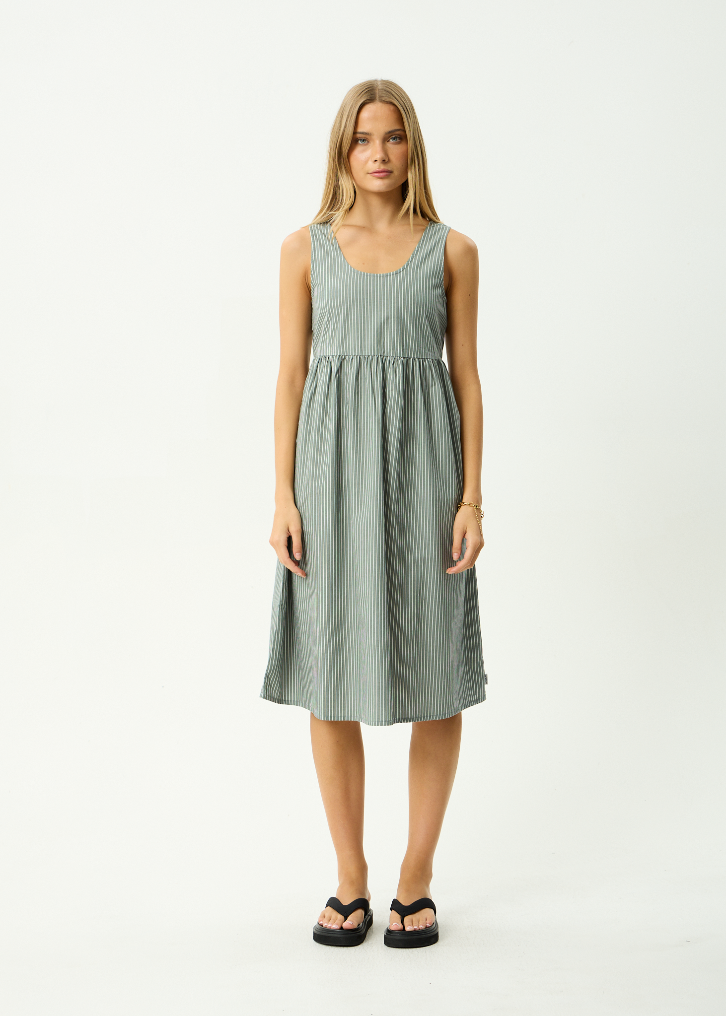AFENDS Womens Pinned - Midi Dress - Sycamore Stripe