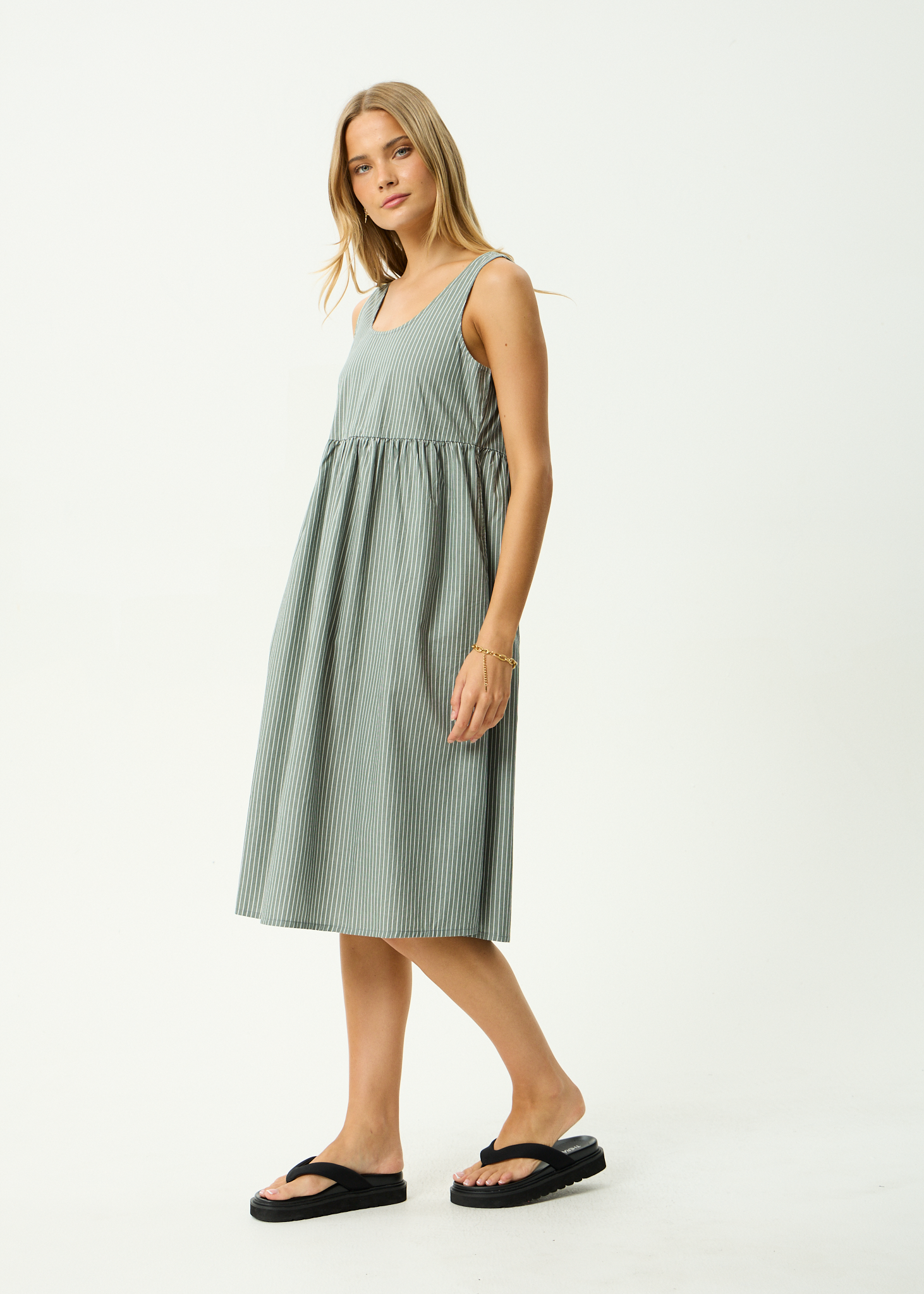 AFENDS Womens Pinned - Midi Dress - Sycamore Stripe