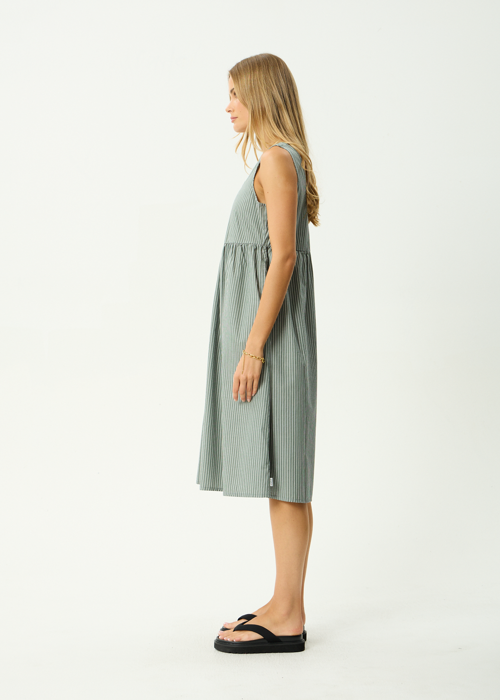 AFENDS Womens Pinned - Midi Dress - Sycamore Stripe