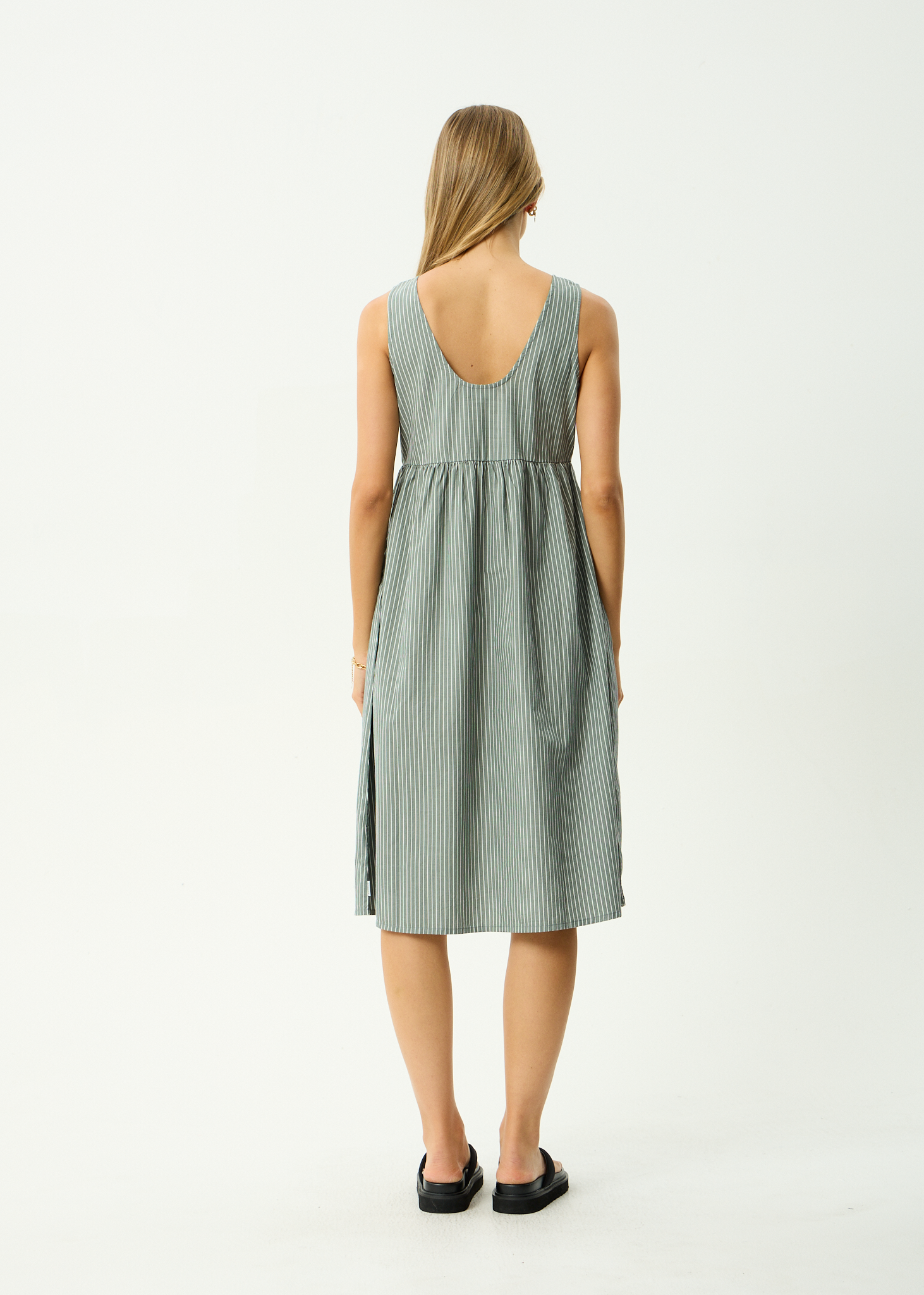 AFENDS Womens Pinned - Midi Dress - Sycamore Stripe
